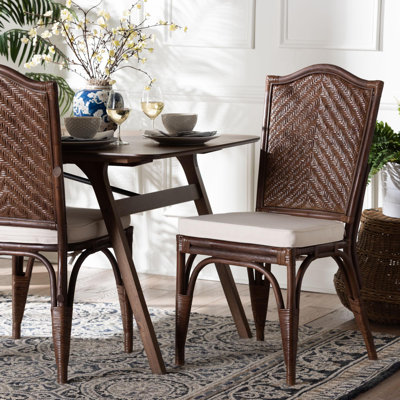 Ensemble de chaises de salle à manger 2 pièces bali & pari Mahdis en rotin naturel avec coussin