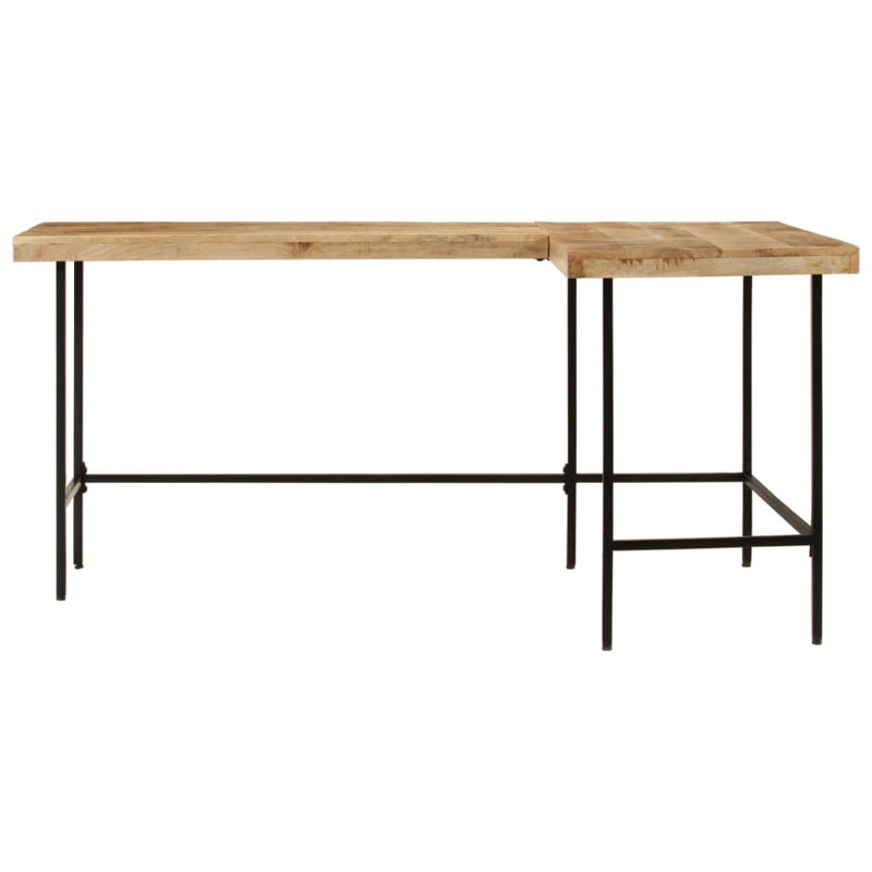 Basim L-Shaped Solid Wood Iron Executive Desk
