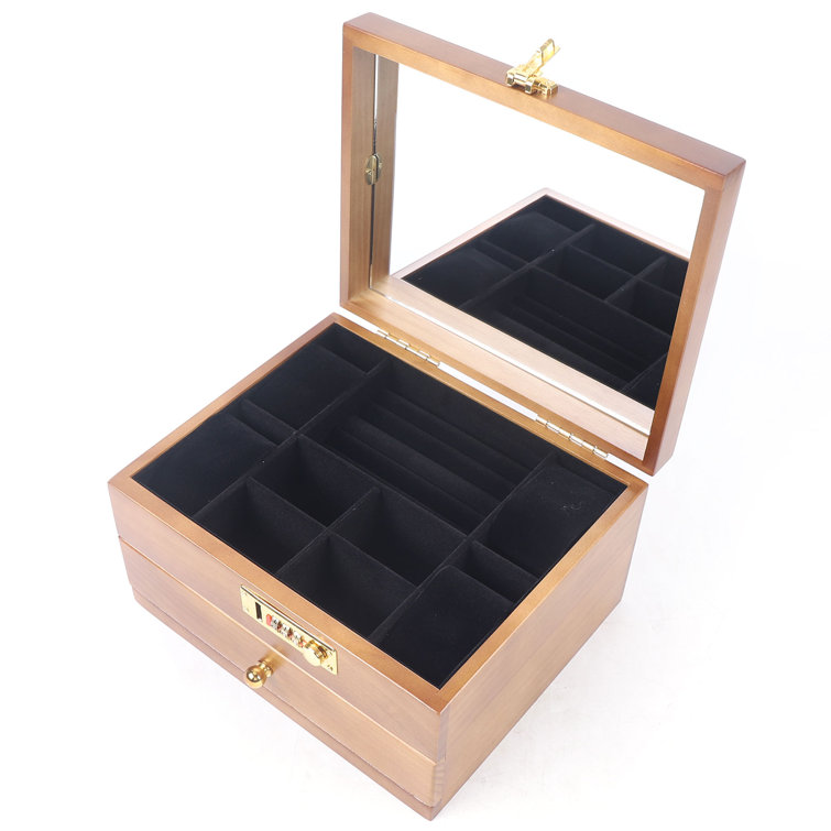 Jewelry Box With Tray Lock & Key Jewelry Box Vintage Wood 