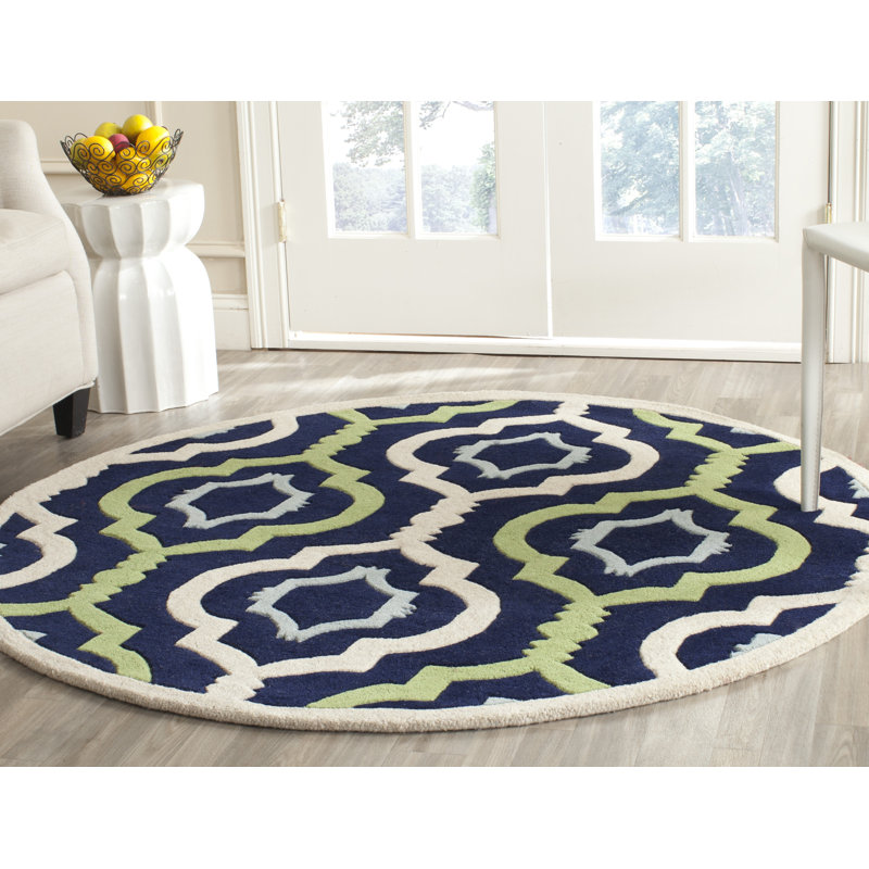 Carolene Hand Tufted Wool Geometric Rug, Round 7'