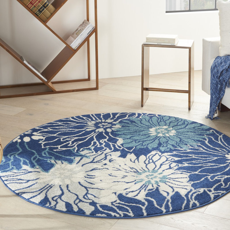 Rhudine Floral Indoor Rug, Round 4'