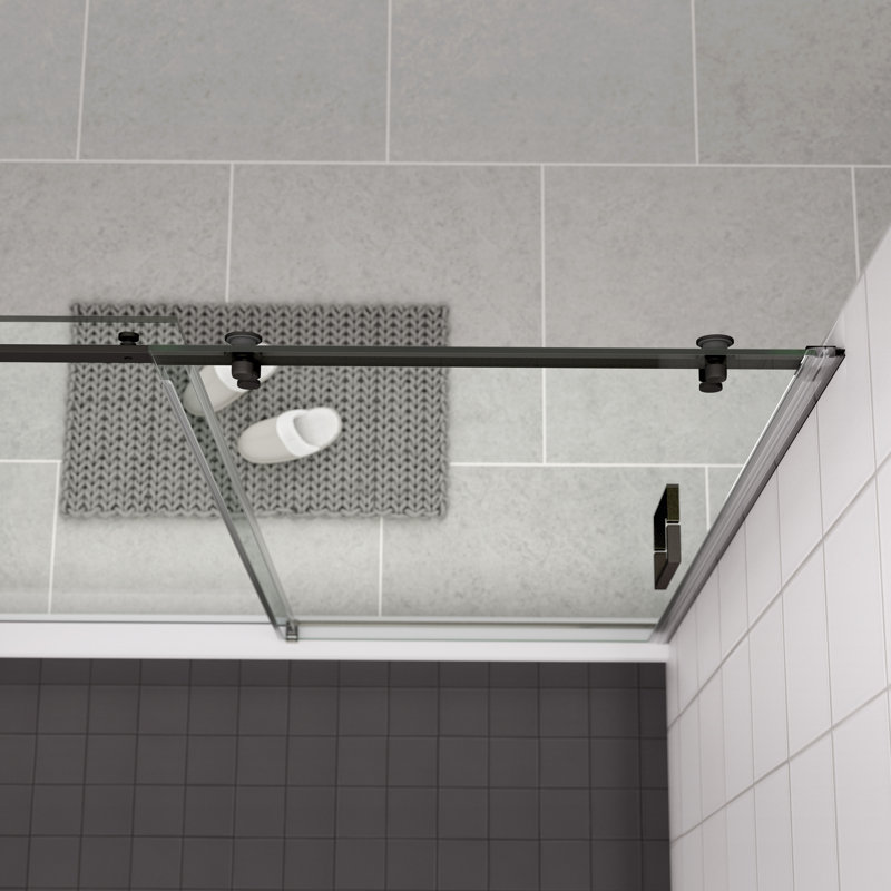 Porte de douche sans cadre de l 60 po x H 74 po, Noir mat