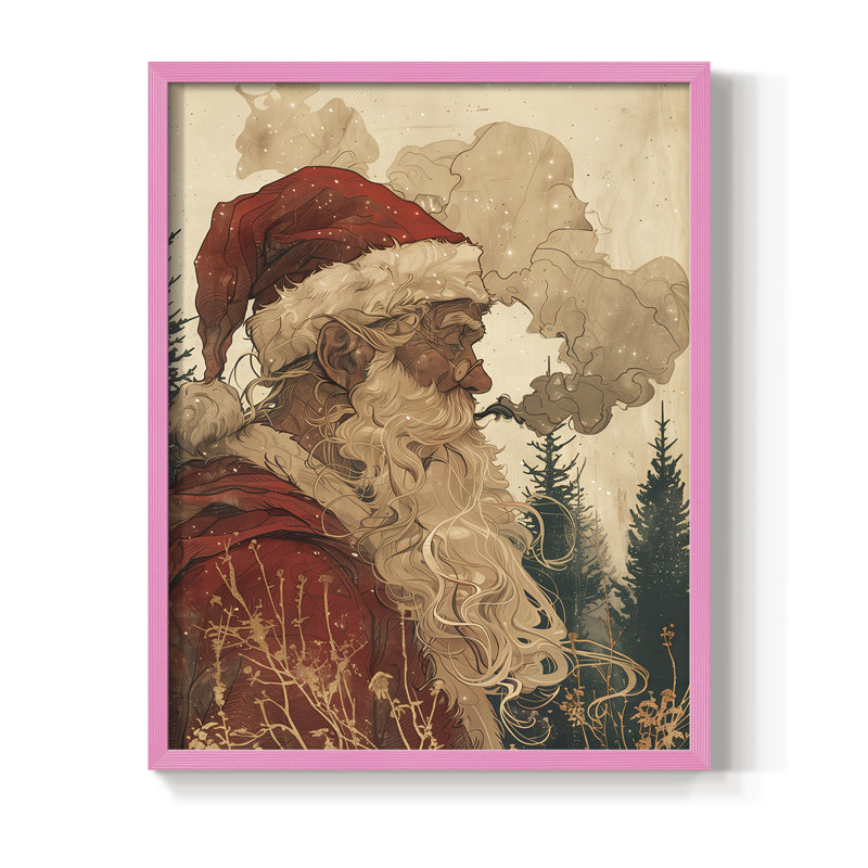 «Christmas Holiday Art DCxxxi», reproduction d'art encadrée - bois massif, H 11 po x l 9 po, Rose