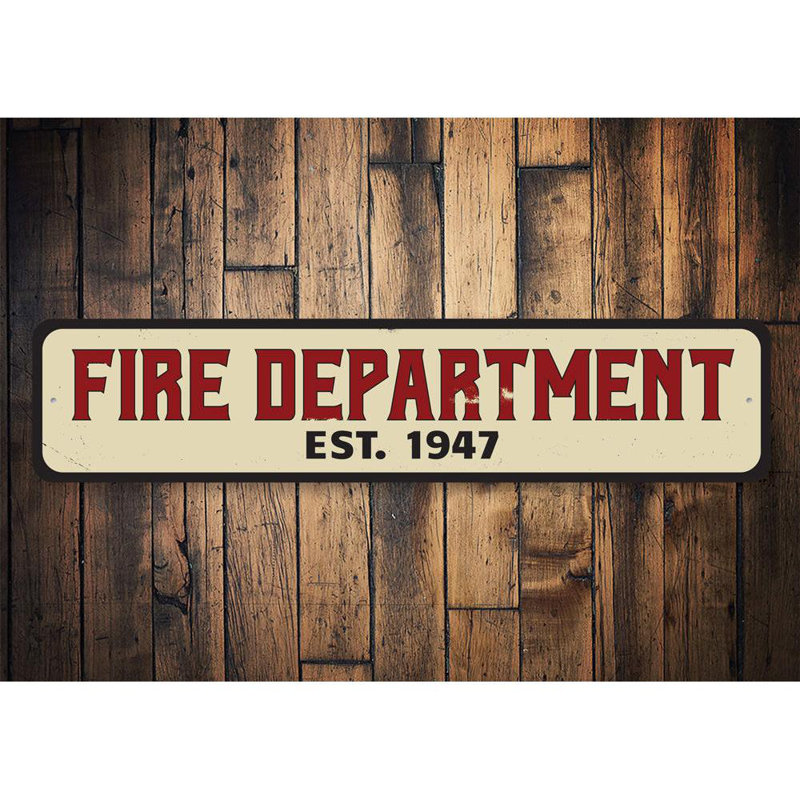 Plaque en aluminium «Fire Service Est», H 6 po x l 24 po x P 0,063 po