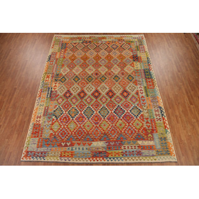 Geometric Kilim Wool Area Rug 10x13