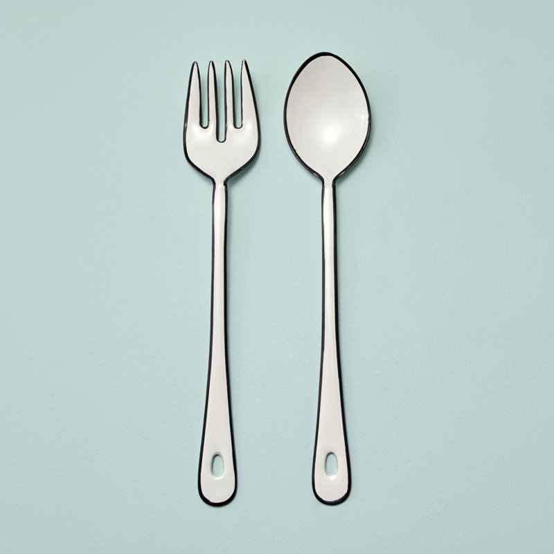 Vintage Enamel "Raine" White Serving Set
