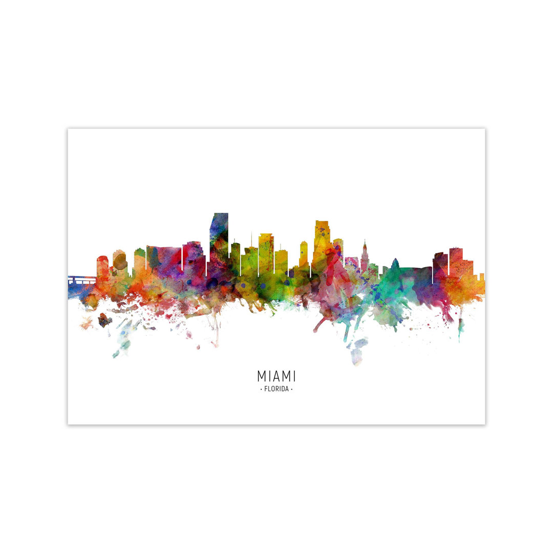 Miami Florida Skyline by Michael Tompsett - Graphic Art