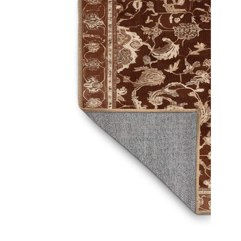 Tapis brun lavable à la machine, Rond 3 pi