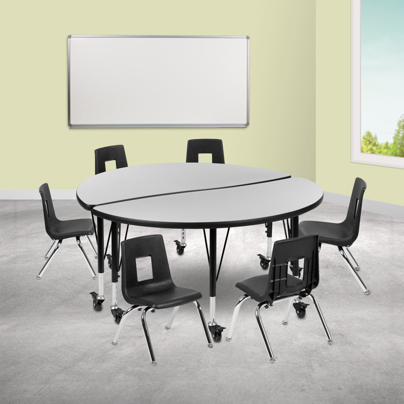 Ensemble de table d'activités flexibles en stratifié 47,5 po Goddard, L 47,5 po x P 48 po x H 17 à 25 po, Gris