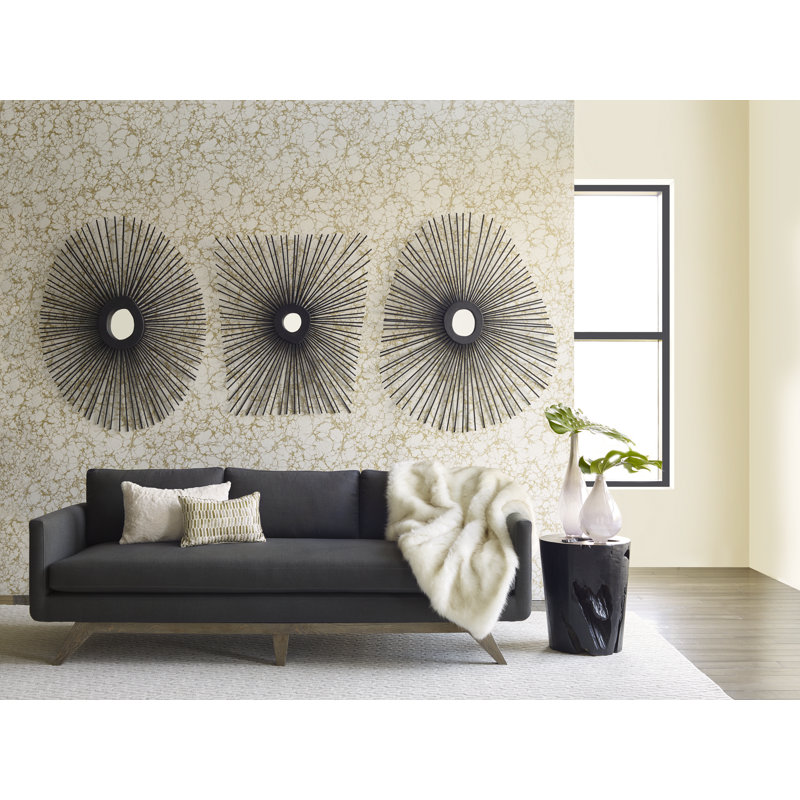 Spoke Burnt Industrial Frameless Accent Mirror, 33" H x 46" W
