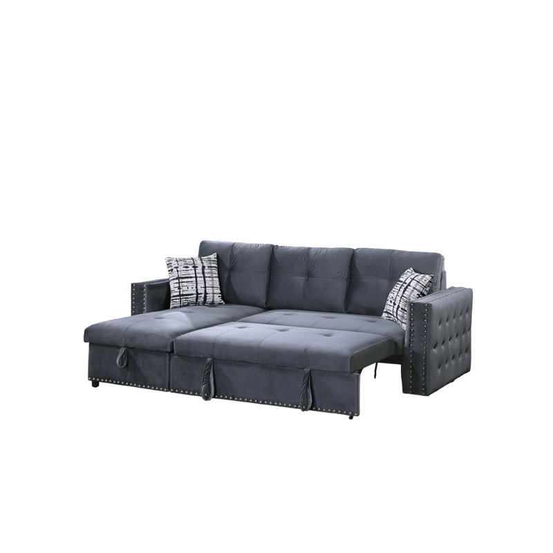 Canapé modulaire convertible en velours gris, Grey Velvet