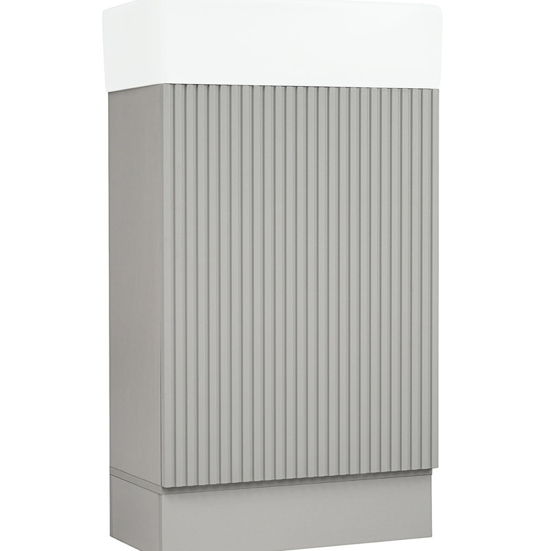 Meuble-lavabo gris 18,6 po avec planche et lavabo en céramique, tablette incluse, Gris