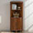 American-Style Retro Rubberwood Triangular Corner Storage Cabinet