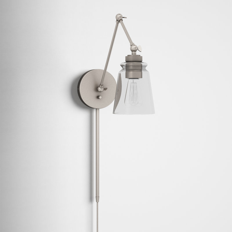 Lampe murale avec bras pivotant 1 lumière Eleni, Nickel brossé