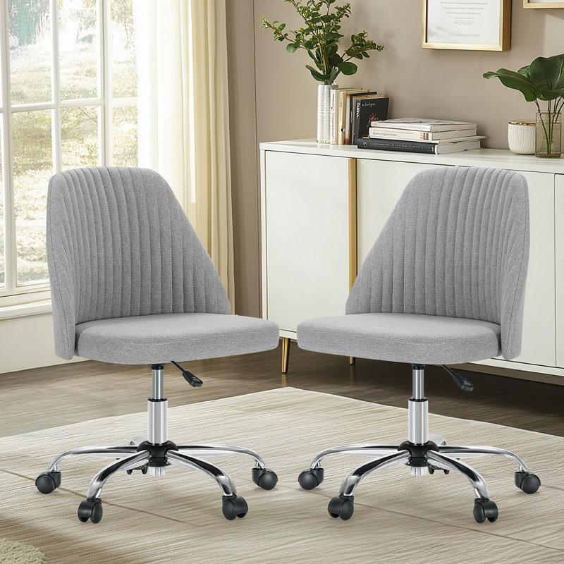 Task Chair Office Desk Chair Make Up Chair With Wheels(Set Of 2), Gray