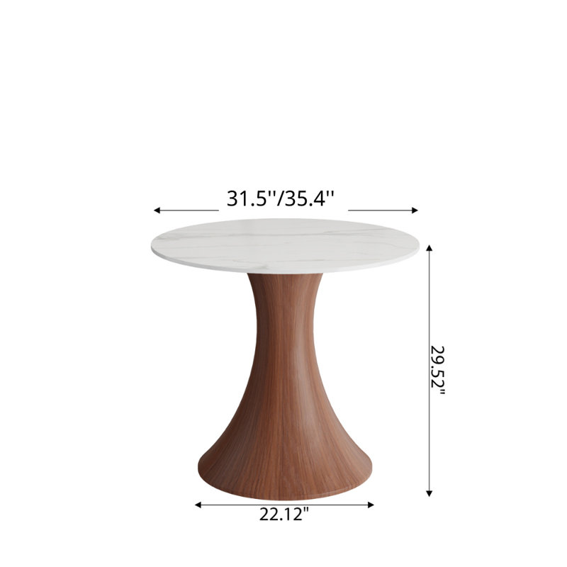 Table de salle à manger 31,5 "/ 35,4" Mid-Century, H 29,52 po x L 35,4 po x l 35,4 po, Blanc neigeux