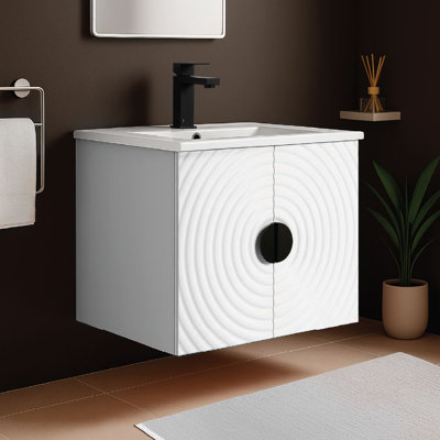 Pellabay Modern Bathroom Vanity with Fluted Circular Doors 24" Wide