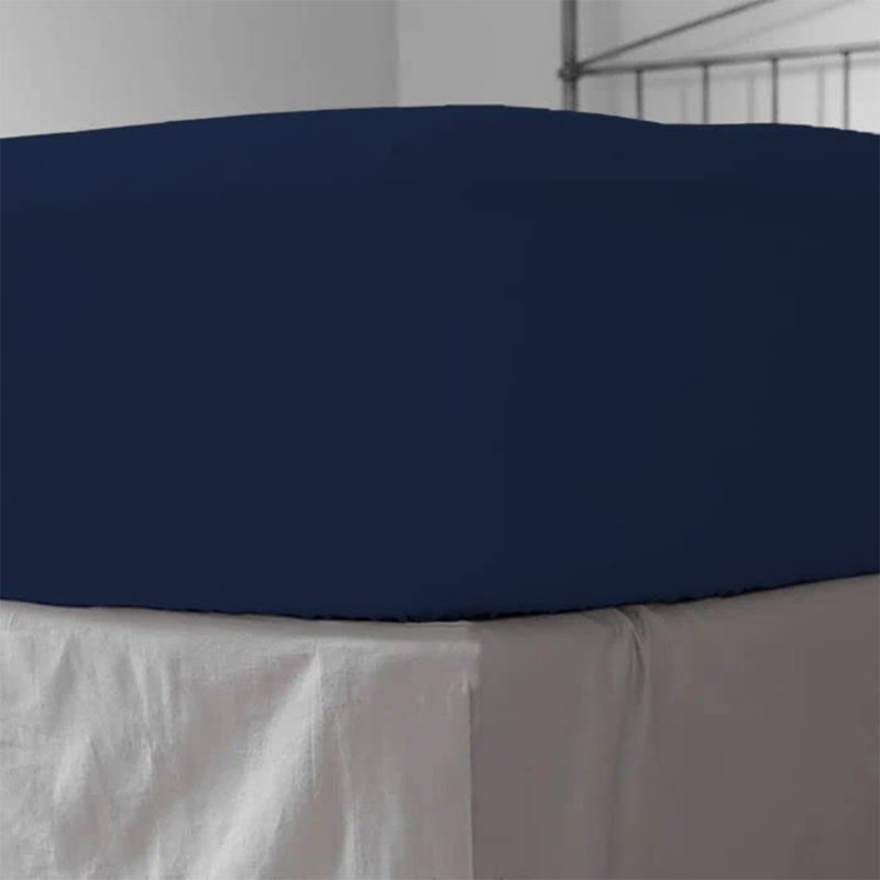 Aurelian 100% Cotton Percale Fitted Sheet, Navy, Super King