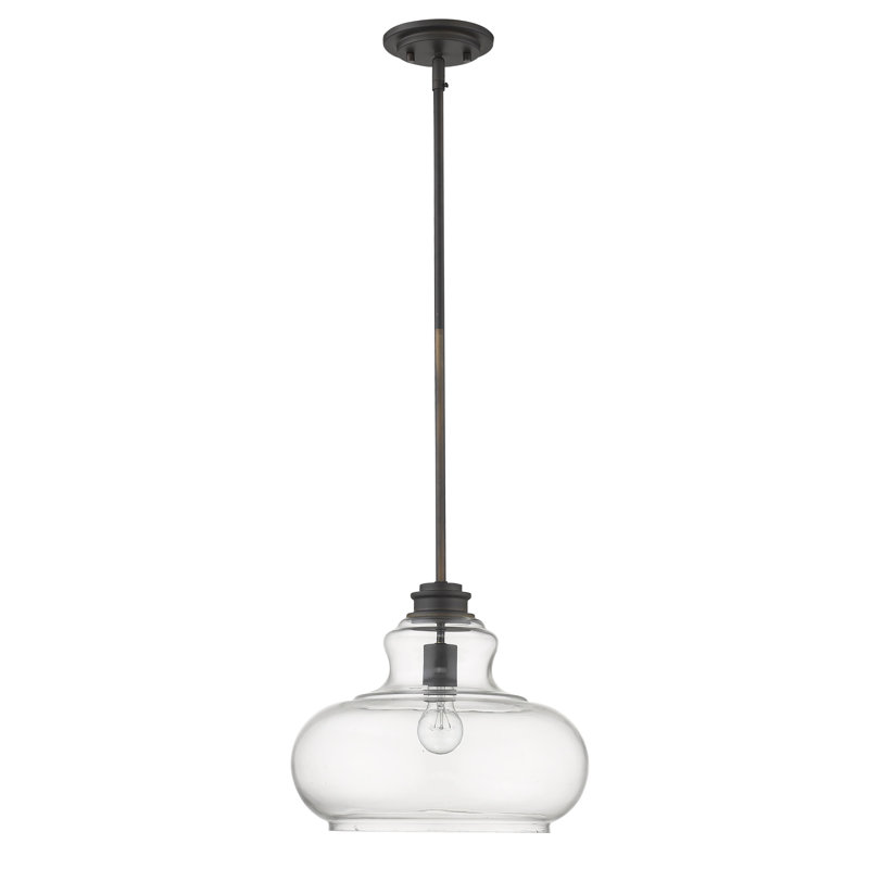 Luminaire suspendu simple à 1 lumière Perrysburg, Bronze frotté à l'huile