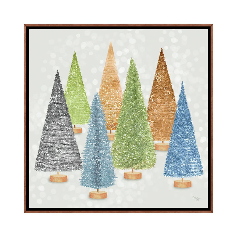 Snowy Skies - reproduction d'art murale - toile encadrée, Brun
