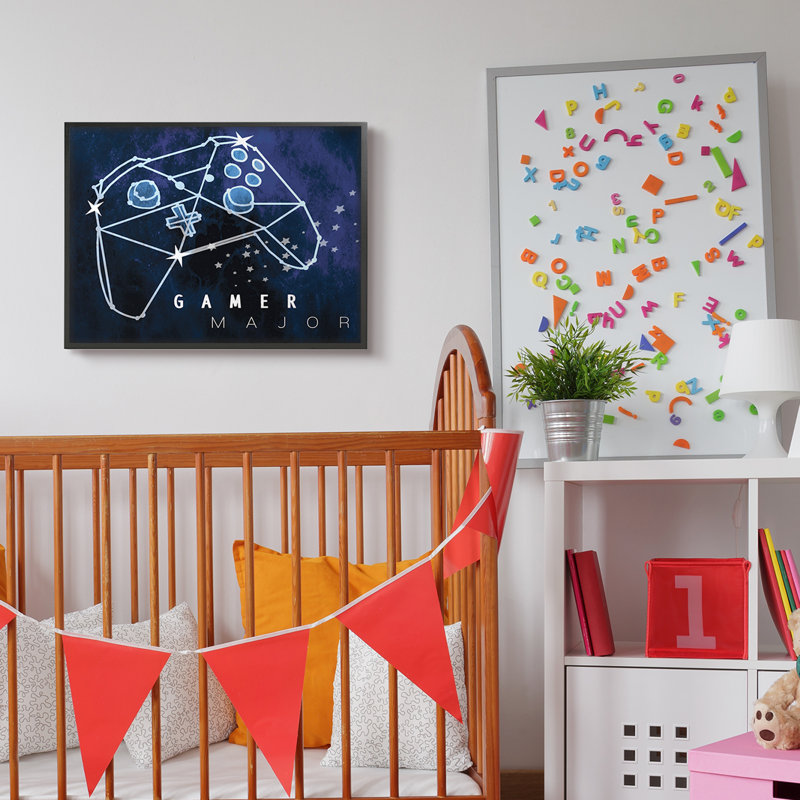 Gamer, H 24 po x l 30 po x P 1,5 po, Giclée encadrée noir minuit