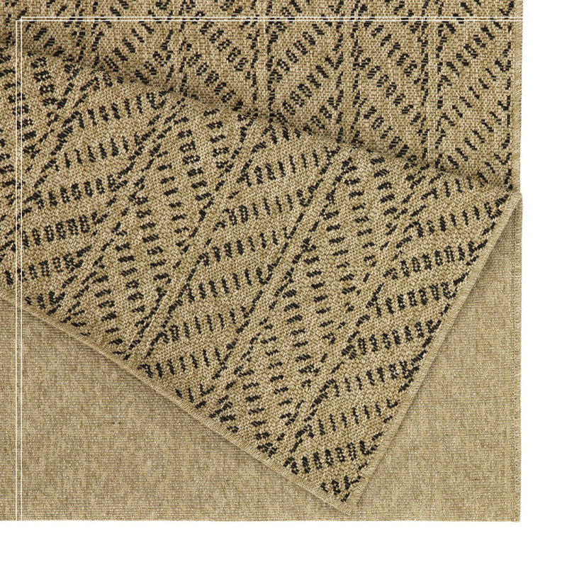 Jute/Black Indoor/Outdoor Area Rug, Runner 2'7" x 7'3"