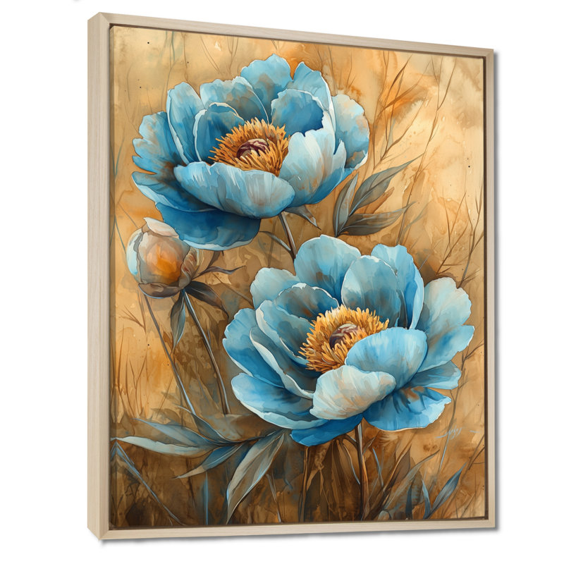 «Blue Pe pivons In The Barnyard I», reproduction d'art sur toile encadrée, H 32 po x l 16 po, Crème, crème