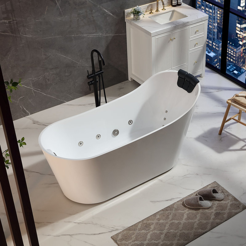 67 In. X 29.5 In. Right Drain Brushed Nickel Freestanding Whirlpool Bathtub Hydrotherapy Lighted Bath - 16 Jets In White