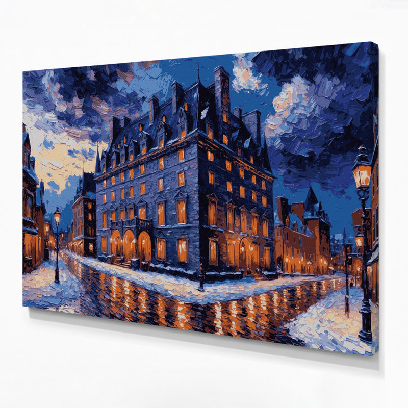 Art urbain sur toile, cités, ville de Québec, H 20 po x l 30 po