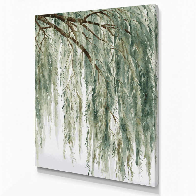 "Watercolor Botanical 86", art mural sur toile verte, H 12 po x l 18 po
