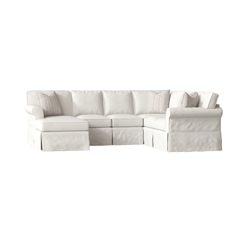 Thames Upholstered U-Shaped Sectional, Macarena Gravel, Fowler Bluebell, Left Hand Facing