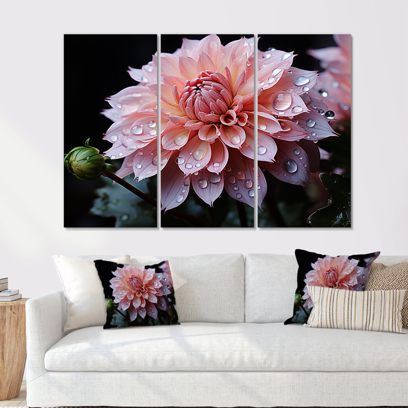 «Elegance In Pink Dahlia Floweret», ensemble de reproduction d'art mural Dahlia, H 40 po x l 60 po x P 1 po