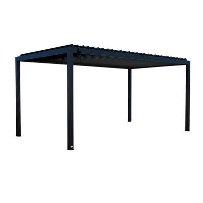 Backyard Discovery Sarasota 18' x 10' Galvanized Steel Outdoor Louvered Pergola Kit with Adjustable Steel Roof and PowerPort
