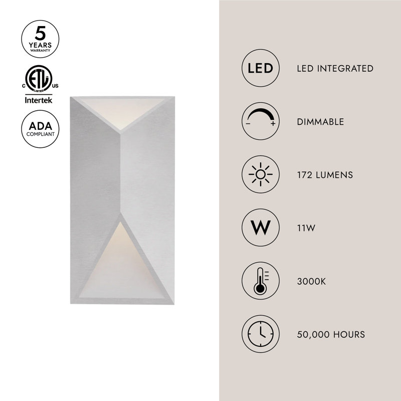 1 - Light LED Outdoor Flush Mount, Black, 12'' H x 6'' W x 3'' D