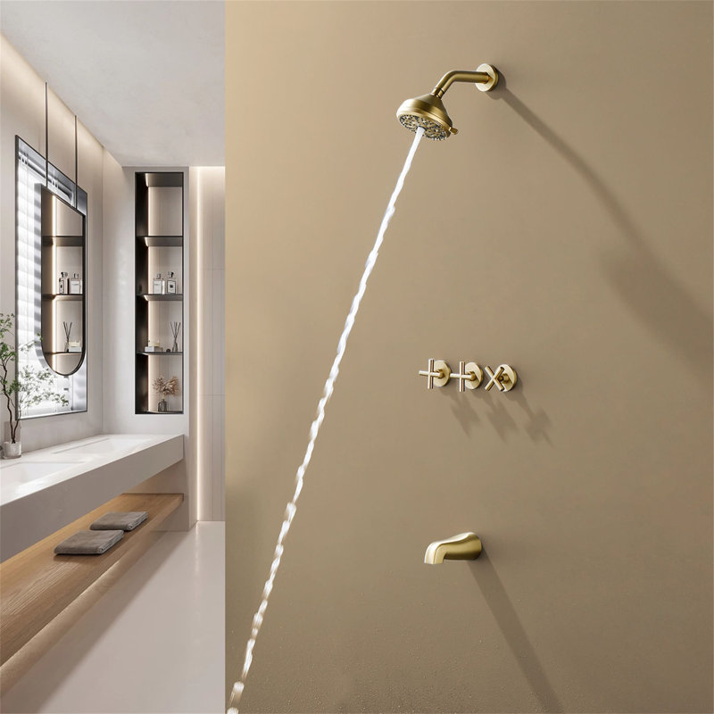 Robinet de baignoire et douche, Or brossé