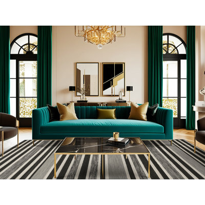  Tapis lavable rayé gris clair