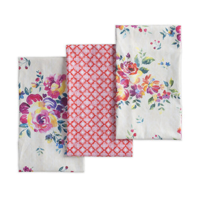 Ensemble de 3 serviettes à thé Rose Garden
