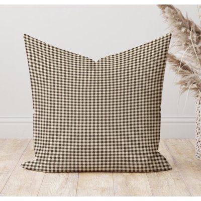 Chestnut Brown And Beige Gingham Pillow Cover
