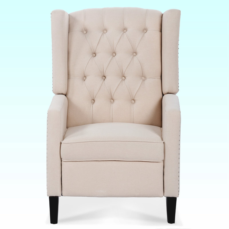 Margheoala Modern Manual Wing Chair Recliner Wide Wing Chair, High Deep Pull Chair, Sitting Chair, Beige Fabric Duplicate 2