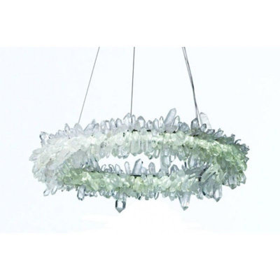Lustre suspendu en cristal de quartz et anneau de fer Kamilya
