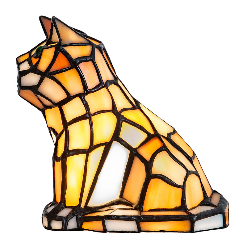 Cat 7" Lighted Art Glass Novelty Light