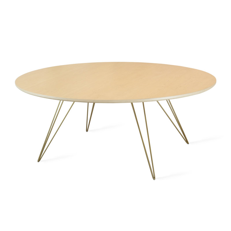 Williams Single Coffee Table, 18" H x 46" W x 40" D, Brassy Gold, Maple