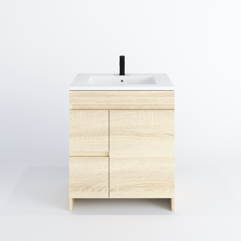 Waelyn 30'' Single Bathroom Vanity with Acrylic Top, White Oak