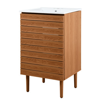 Aubert 20 " W Freestanding Standard Free Standing Single Double Single Vanity Bathroom Vanity With Ceramic Top