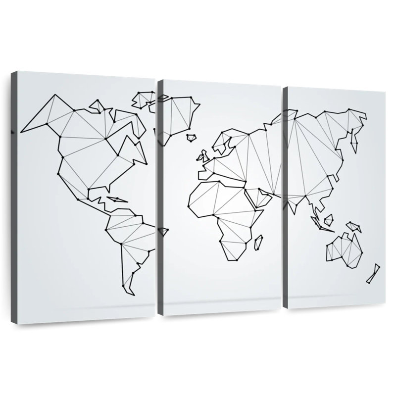 Aliaz Polygonal World Map, 32" H x 50" W