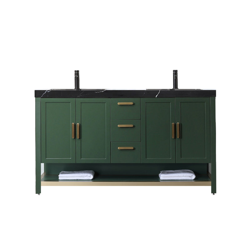 
Meuble-lavabo en contreplaqué Maumelle, Noir, Vert forêt