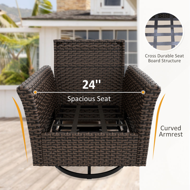 Beige Cushioned Brown Wicker 4-Piece Patio Conversation Set