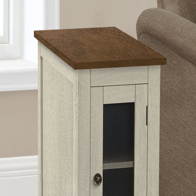 Table d'appoint, table de bout, table d'appoint, étroite, table de chevet, lampe, rangement, placage, placage, transitionnel