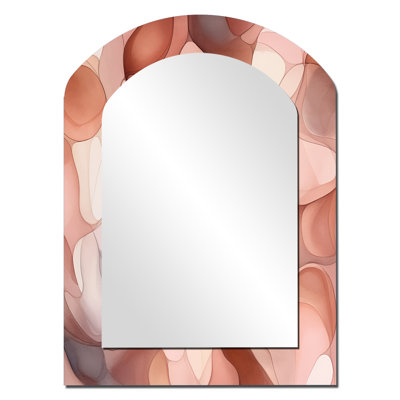 Nutshell Abstractions Abstract Watercolor III - Abstract Shapes Asymmetrical Large Wall Mirror, Modern Arch Unique Mirror, Printed Metal Art
