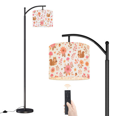  Lampe sur pied arc rose arc-en-ciel floral rose romantique petite fille arc-en-ciel haut floral moderne lampe sur pied abat-jour réglable en lin à 3 couleurs